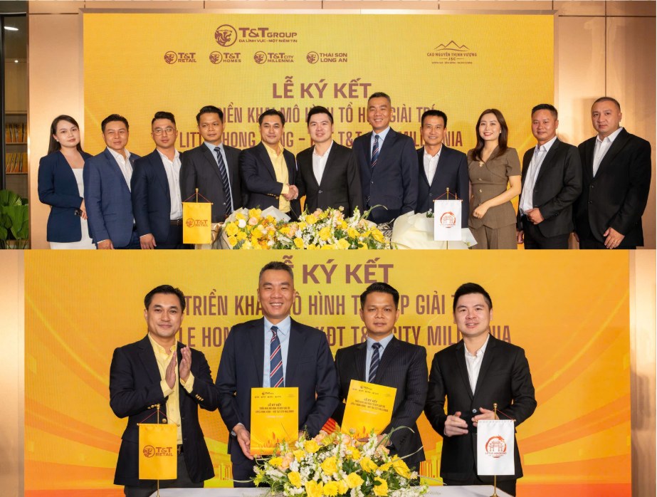 Lễ ký kết hợp tác triển khai mô hình tổ hợp giải trí giữa Wonder Vista, T&T City Millennia và Thái Sơn Long An